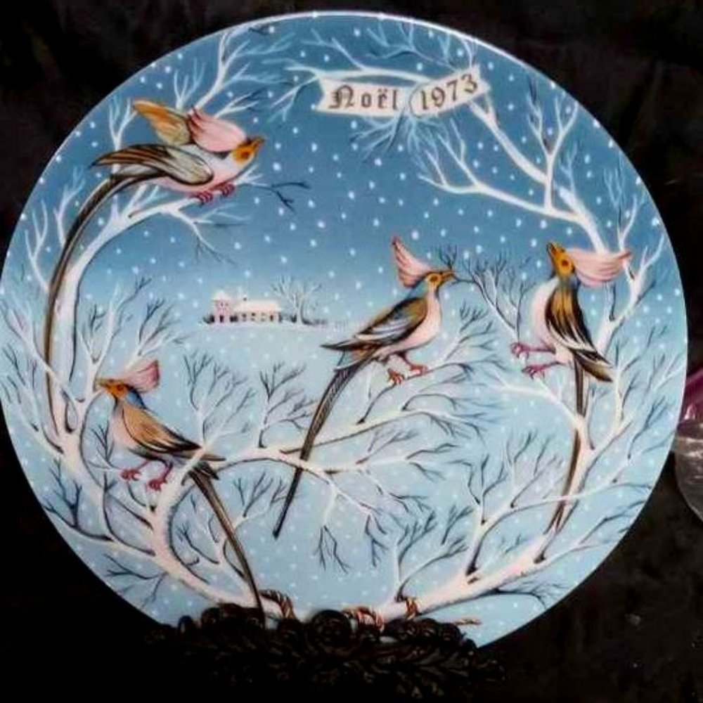 HAVILAND LIMOGES 4 "FOUR COLY BIRDS" SERIES OF THE TWELVE DAYS OF CHRISTMAS 1973